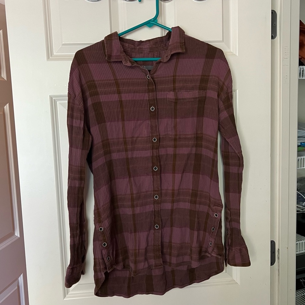 Prana burgundy long sleeve button down flannel